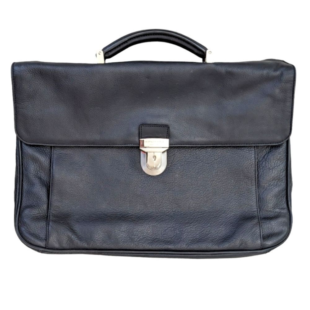 A.G. Spalding & Bros. New York Black Leather Messenger Briefcase Work & Office
